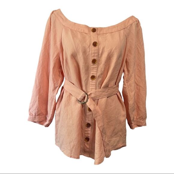 Anthropologie Maeve Peach Off The Shoulder Blouse, Size 10 - Picture 2 of 11
